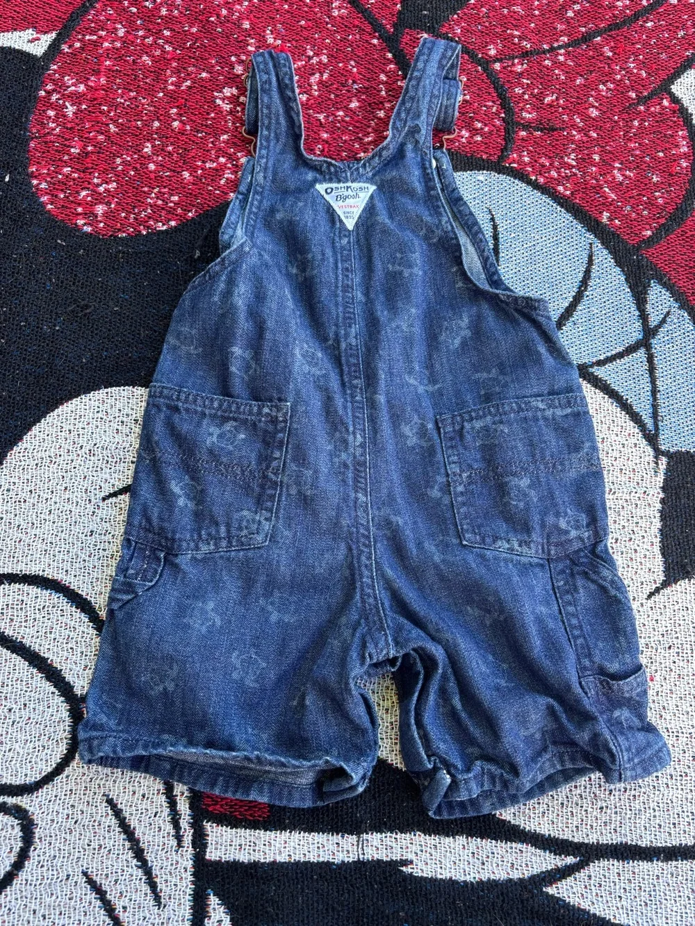 OSH KOSH DENIM TURTLE GRAPHIC PRINT OVERALLS SIZE 24 MONTHS BEACH ADORABLE